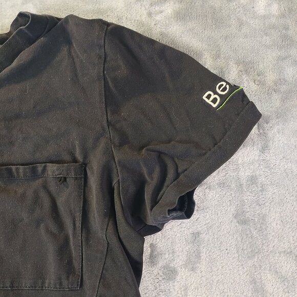 Helix by Benefit Womens Scrub Top Black Size M Stretch V Neck Workwear Pocket - Picture 4 of 11